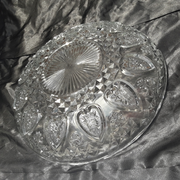 Vintage Serving Tray Clear Glass Crystal Round 12 - Picture 9 of 14
